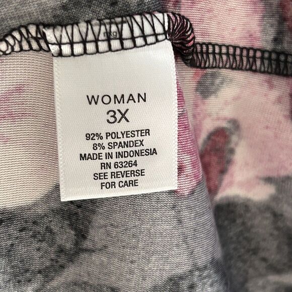 Roz & Ali Velvet Top Size 3x V-Neck Floral Short Sleeve Shirt Jewel Tones - Picture 6 of 8